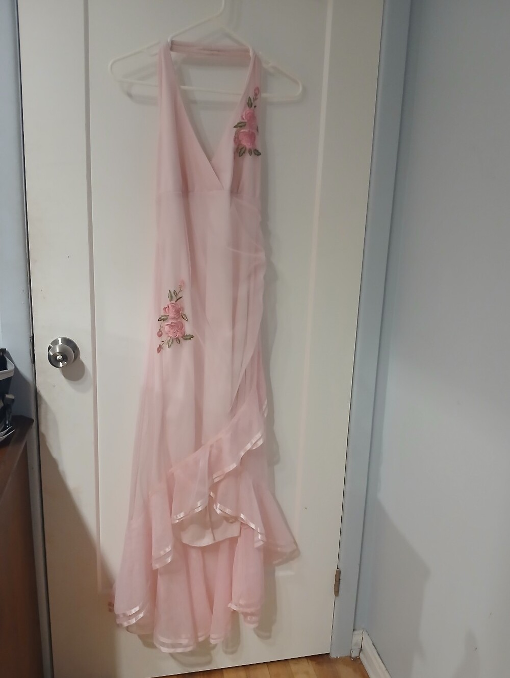 Vintage Pink Floral Halter Dress
